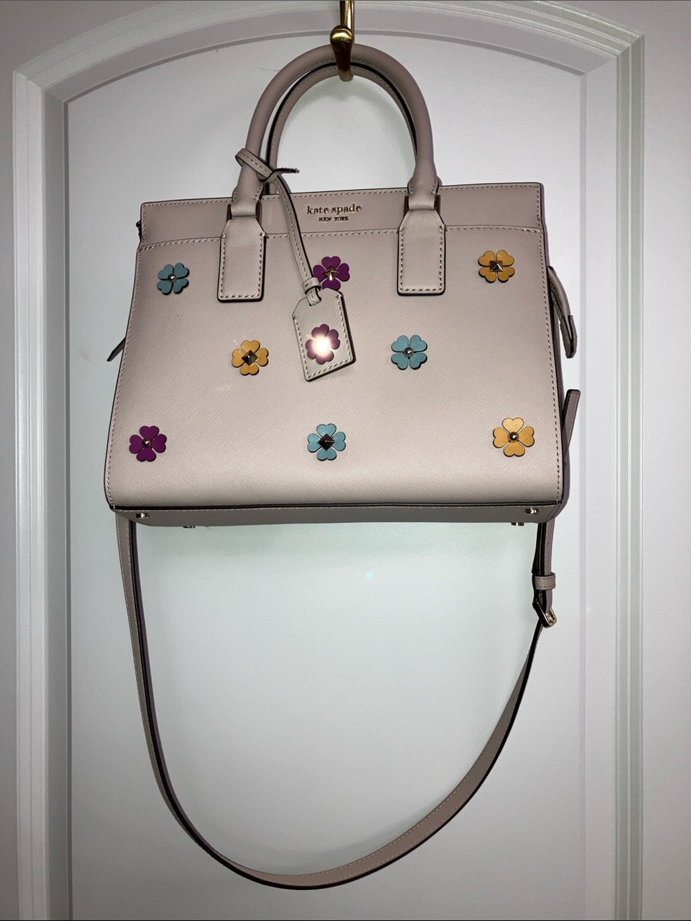 New Kate Spade Bag Purse Mauve Flower Charm